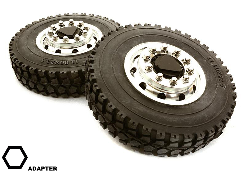 RC Machined Alloy T6 Front Wheel & XD Tire Set for Hex Type 1/14 Scale Trucks
