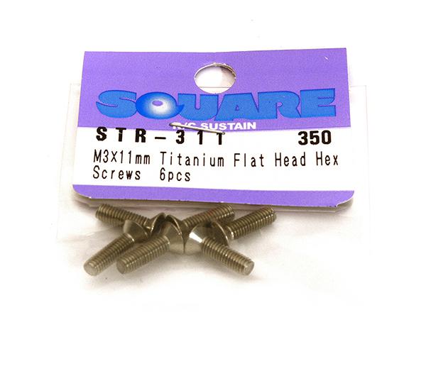 Integy SQ-STR-311 Square R//C M3 x 11mm Titanium Flat Head Hex Screws 6 pcs.